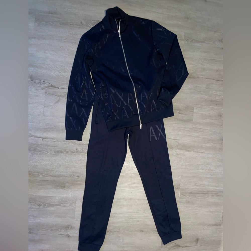 Armani Exchange Midnight Blue AX logo printed Tracksuit Unisex